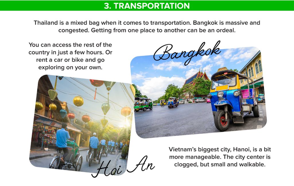 transportation in thailand vs. transportation in vietnam